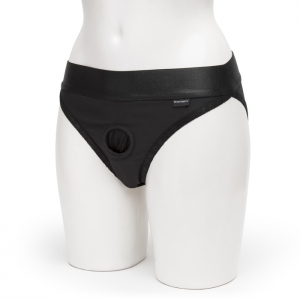 Black Crotchless Strap-On Harness Briefs Main Image