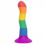 Rainbow Silicone Curved Suction Cup Dildo 6 Inch Main Image
