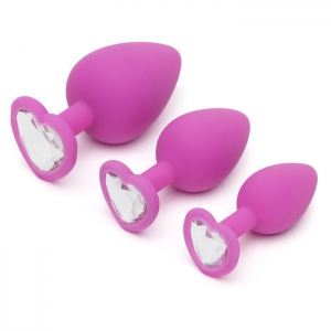 Luxe Jewelled Butt Plug Set with Heart Crystal (3 Piece) Main Image