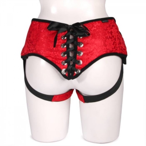 Plus Size Chantilly Lace Corset-Back Unisex Strap On Harness Main Image