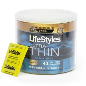 Ultra-Thin Lubricated Condoms (40 Count) Main Image