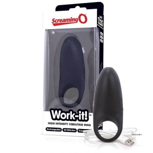 Work It! Penis Ring Silicone Vibrating Black Couples Cock Ring Sex Toy Main Image