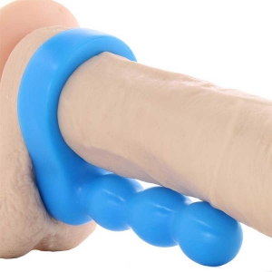 Platinum Silicone The Double Dip 2 Cock Ring Plug in Blue by Doc Johnson Main Image