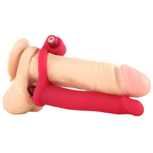 Silicone Double Penetrator Studmaker Vibrating Cock Ring Red  Main Image