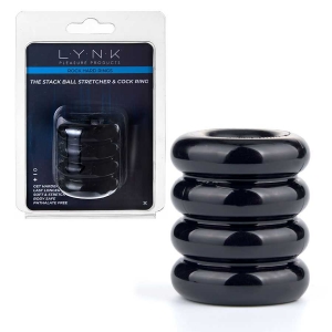 The Stack 2 Inch Ball Stretcher & Cock Ring in Black by Lynk Pleasure Main Image