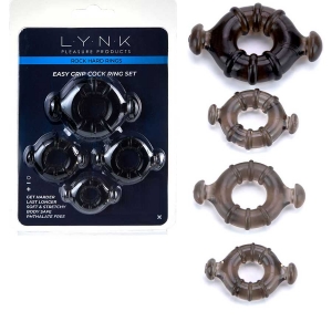 Easy Grip Cock Ring Set with Pull Tabs, Smoke by Lynk Pleasure Main Image
