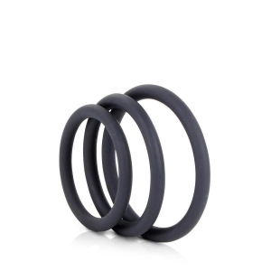 Silicone Thin Cock Ring 3 Pack by Optimale Black Main Image
