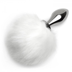 Small Aluminium Faux Fur Bunny Tail Butt Plug Main Image