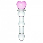 Beaded Heart Sensual Glass Dildo 6 Inch Main Image